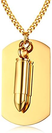 XUANPAI Free Custom Engraved Stainless Steel Dog Tag &amp;Bullet Urn Pendant Neckalce for Ashes,Cuban Chain