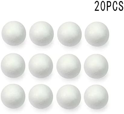 Great Deal Store 20 PCS White 8CM /3.1 Inch Polystyrene Foam Ball Modelling Craft for Slime Project Wedding Party Decoration