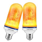 Texsens LED Flame Effect Light Bulbs - 4 Modes LED Flickering Fire Flame with Upside-down Effect, Simulated Decorative Lights Vintage Flaming Lamp for Halloween/Christmas Decoration/Party/Bar- 2 Pack
