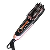Hair Straightening Brush 3.0, Buture Mini Hair Straightener Brush Negative ion Ceramic Iron Hair Brush Fast Heat Hot Brush Travel Size Anti-scald MCH 110-240V Auto Off Temperature Lock (Black)