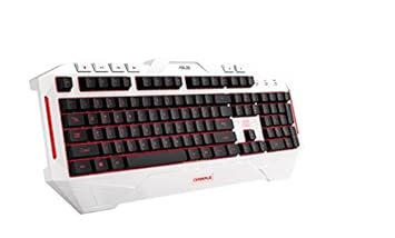 ASUS Cerberus Arctic USB QWERTY US Englisch Weiß - Tastaturen (Standard, Verkabelt, USB, Membran-Schlüsselschalter, QWERTY, W