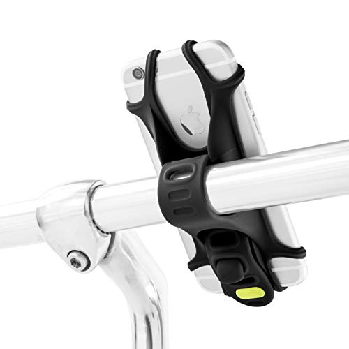 BONE Bike Tie 1, Bike Cell Phone Mount for Handlebar, Scratch-Free Silicone Holder & Quick Setup, Universal Cycling Phone Holder Compatible with Most Smartphones (Black - Handlebar)