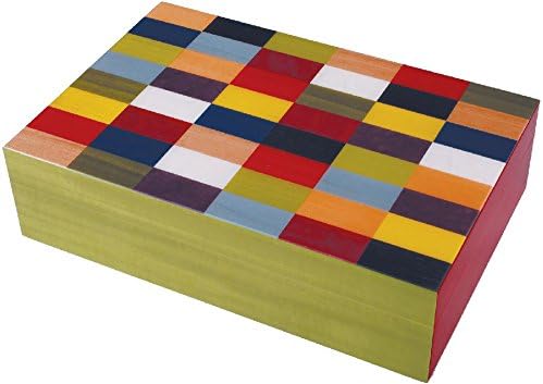 Ercolano Luxury Handmade Wooden Jewelry Boxes- Multicolor Blocks 11.75"L x 7.75"H x 2.75"W