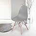 HOMY CASA Grey Dining Chairs Mid Century Side Chair for Dining Room Living Room,Eiffel DSW Style PP Seat with Wooden Legs,2 Dining Chairs