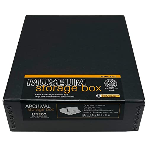 Lineco, 8x10 Museum Archival Storage Box, Drop Front Design with Metal