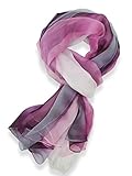 V28® Womens Multi Radient Colors 100% Pure Silk Scarf (41 x 69 inches, PurpleGray)