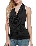 Zeagoo Women's Sexy Backless Halter Drape Neck Top Blouse