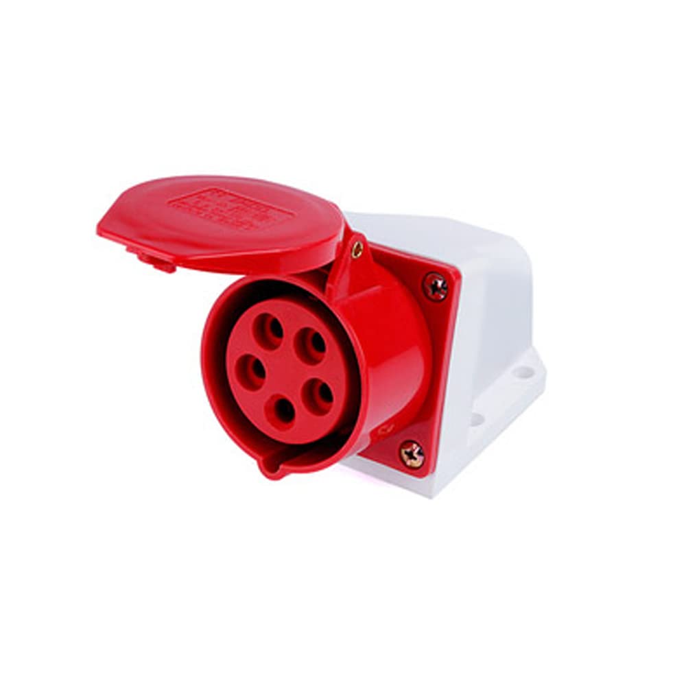 ExcInter 5PIN 16A Wall mounted socket Industrial Plug Sockets 2P+E Weatherproof IP44 Camping Caravan Industrial