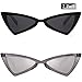 SOJOS Designer Cateye Triangle Sunglasses High Pointed Flat Mirrored Lens SJ2051 with Black Frame/Grey Lens + Transparent Grey Frame/Silver Mirrored Lens 2 Pairs of Sunglasses