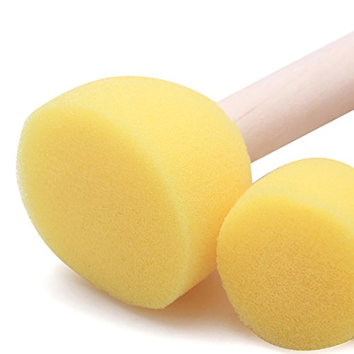 Meolin 4Pcs/set Children Painting Brush Yellow Mushroom Head Seal Sponge Wooden Handle Paint Tool - Thumbnail 3