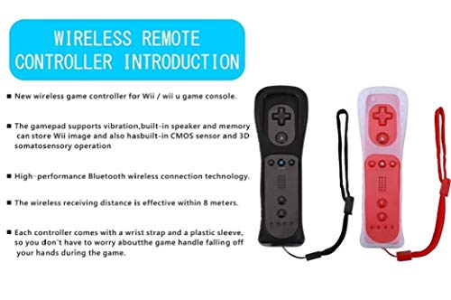 ZeroStory 2 Packs Wireless Controller and Nunchuck Joystick for Nintendo Wii and Wii U Console, Gamepad with Protective Silicone Case and Wrist Strap (Black and Red) - Thumbnail 4