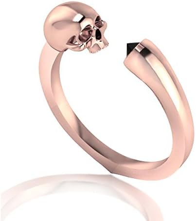 Skull Ring with Black Diamond (0.07ct) 14K Rose Gold Until Death Do Us Part Ring