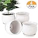 Plant pots - 5.5-inch Cylindrical Ceramic Planters with Connected Saucer, Round Modern Ceramic Garden pots - Succulent Medium-Sized Plant pots Set of 4 (Pure White)