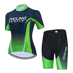 HXTSWGS Womens wielertrui en Bib Shorts Set,Fietsbroek met 3 elastische achterzakken voor fietser en MTB Pro Racing