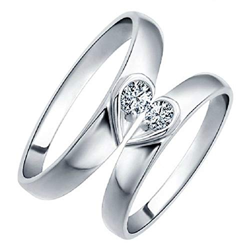 1 Pair Couple Heart Wedding Engagement Adjustable Ring Set White Gold Plated Puzzle Ring for Boyfriend and Girlfriend (Style 2) โ image 1
