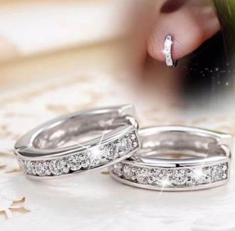 BeeSpring Sparkle Clear Stud Earrings Hoop Jewelry Gift