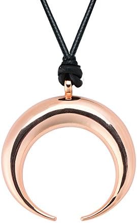 YANCHUN Women Gold Color Half Moon Necklace Delicate Sweater Necklace Horn Pendant 25'' (rose gold)