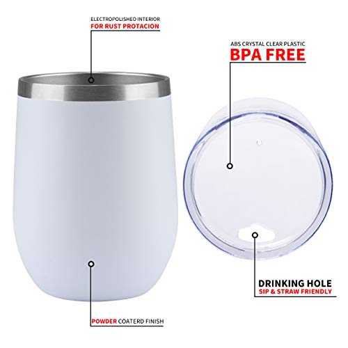 MUCHENGHY 12 oz Wine Glass Tumbler Bulk with Lid, Stainless Steel