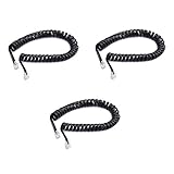 SIX VANKA (Pack of 3) 9 Ft Modular Coiled Telephone Phone Handset Curly Cable Cord Black