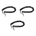 SIX VANKA (Pack of 3) 9 Ft Modular Coiled Telephone Phone Handset Curly Cable Cord Black
