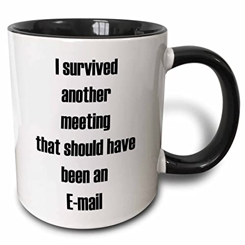 3dRose I survived another meeting that should have been an email 15oz Two-Tone Black Mug at Amazon