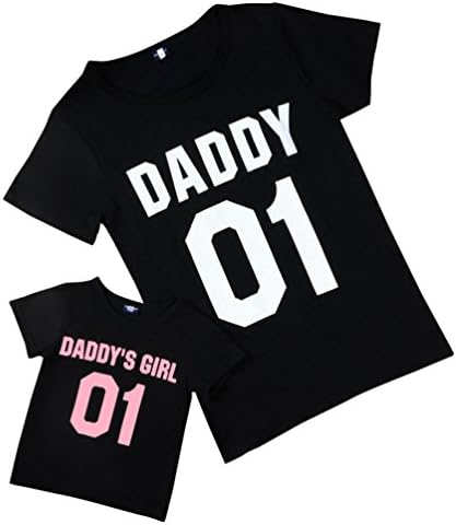 Jarsh Daddy＆Me Baby Kids Daddy's Girl Letter Print Short Sleeve T-Shirt Tops Family Clothes (XL)