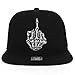 Trendy Apparel Shop Skeleton Middle Finger Embroidered Flatbill Snapback Cap - Black