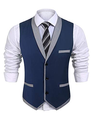 COOFANDY Men's Formal Jacket Suit Vest V-Neck