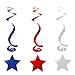 National Day Twinkle Patriotic Shooting Stars Hangings Swirl Decorations Red Blue White 4th of July Presidents Day Birthday Party Decorations, 30pc