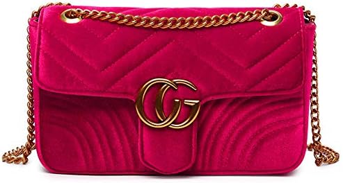 Velvet Quilted Shoulder Bag Crossbody Handbags with Adjustable Gold Chain for Women Teen Girls