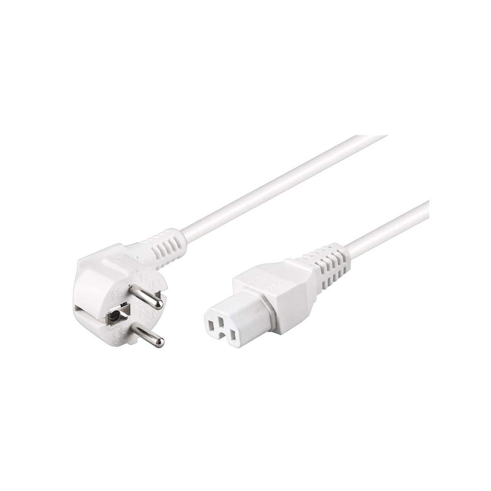 Goobay 30370 Hot appliance cable with C15 socket Power cable for heating plate/power cable 3 pin/CEE cable hot appliance plug warm appliance plug white 2m