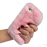 iPhone 6/6s 4.7 Inch Fur Hair Case-Aurora Pink iPhone 6 Handmade Soft Warm Hair Case with Butterfly Crystal Rhinestone for iPhone 6s