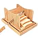 Kinwell Nature Bamboo Foldable Bread Slicer with Crumb Catcher Tray + 20 Bread Bags for Homemade Bread & Loaf Cakes, Thickness Adjustable,Thick & Thin Slices 1/3
