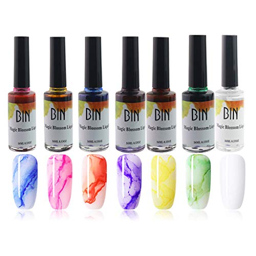 1KTon US Spot! 7 Colors Blossom Nail Polish Watercolor Marble Nail Ink Magic Blooming Gel Beautiful Flower Nail Art