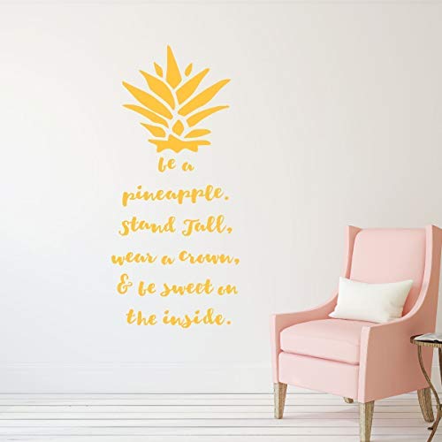 Be A Pineapple Wall Decal - Removable Vinyl Sticker with Hawaiian Tropical Pineapple Design - Living Room, Kitchen, Dining Room, Bedroom Decor
