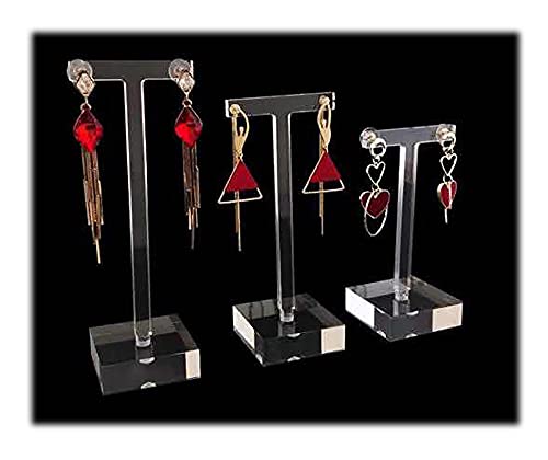 Ultra Modern Clear Acrylic Display Stands for Store Trunk Show Trade Exhibit Home Use Photograph (Earrings Holder 3PC Set)