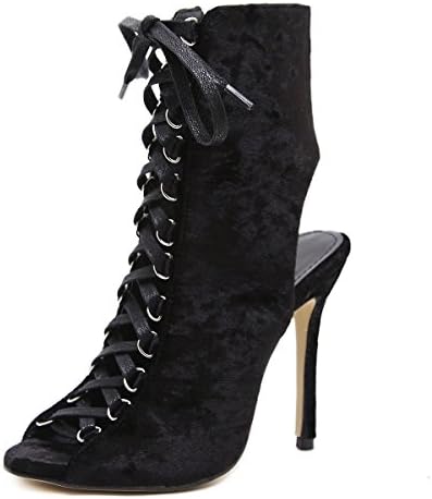 ZHZNVX The high-heel shoes fashion sandals cross strap satin sandals with fine fish mouth girl shoes, Black,39