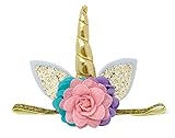 Posh Peanut Unicorn Childrens Party Hat Horn Glitter Elastic Headband Spiral Unicorn Horn Photo Props Cosplay (Pink, Purple, Teal