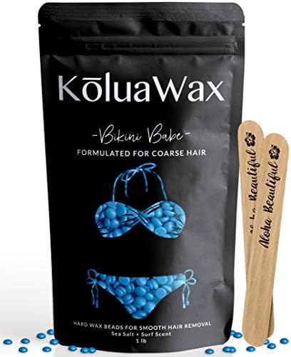Hard Wax Beans for Painless Hair Removal (Coarse Body Hair Specific).Our Strongest Blue Bikini Babe by KoluaWax for Brazilian, Underarms, Back and Chest. Large Refill Pearl Beads for Wax Warmers.