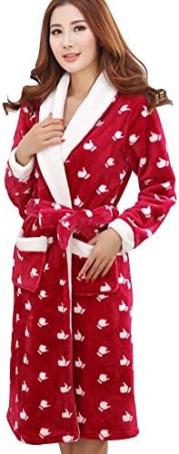 Wxian Women's Plush Soft Warm Bathrobe Robe