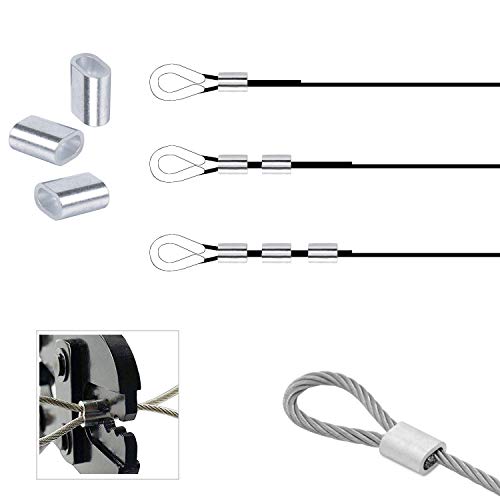 400 Pcs Aluminum Crimping Loop Sleeve, Aluminum Sleeves Clip for 1/16" Diameter Wire Rope and Cable - Thumbnail 4