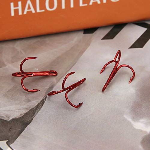 Angeln Drillingshaken, 100 Stück Rote Drillingshaken Angelhaken aus Kohlenstoffstahl Angelhaken Angelzubehör – Bild 6