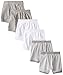 Burt's Bees Baby Set of 6 100% Organic Cotton Boxer Shorts, Cloud/Heather Grey/Stripe, 18 Months