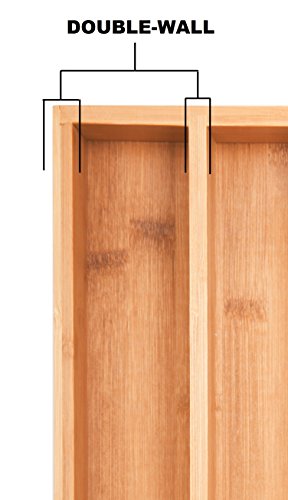 Bamboo Cutlery Tray by Karlstad.Us: Stylish Utensil Drawer Organizer from Natural Bamboo| Double-Wall Reinforced Construction & Rubber Base for Stability| Must-Have Kitchen Utensil Accessory
