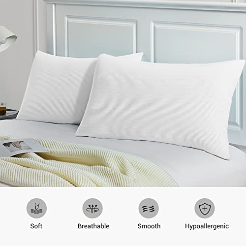 2er Set kühlender Kissenbezüge, Rywell Kopfkissenbezug elastisch mit Arc-Chill Kühlfasern atmungsaktiv, mit verdecktem Reißverschluss, schont Haut und Haare, schonende Zierkissenbezüge White - S