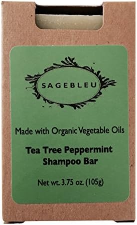 Sagebleu Shampoo Bar, Made with Organic Vegetable Oil (Tea Tree Oil Peppermint)