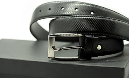 Men's Classic Dress Leather Belt, Black &amp; Brown Colors, Regular Sizes (black)