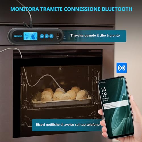 INKBIRD Professional Digital Barbecue Bluetooth Kitchen Thermometer with 2 Stainless Steel Probe for Meat IHT-2PB BBQ Grill Oven