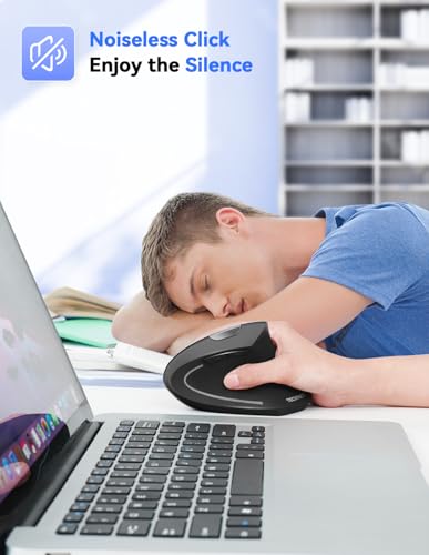 TECKNET Ergonomic Mouse, 4800 DPI Vertical Mouse with 5 Adjustable DPI Wireless Mouse with 6 Buttons 2.4G Silent Computer Mouse for Laptop,Notebook,Desktop, PC, MacBook Windows Mac Chromebook Linux
