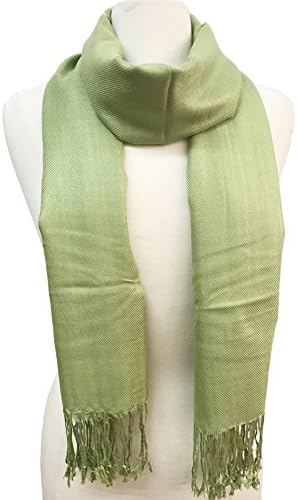 Large Blanket Printing Soft Silk Pashmina Shawl Wrap Scarf in Solid Colors (green)
